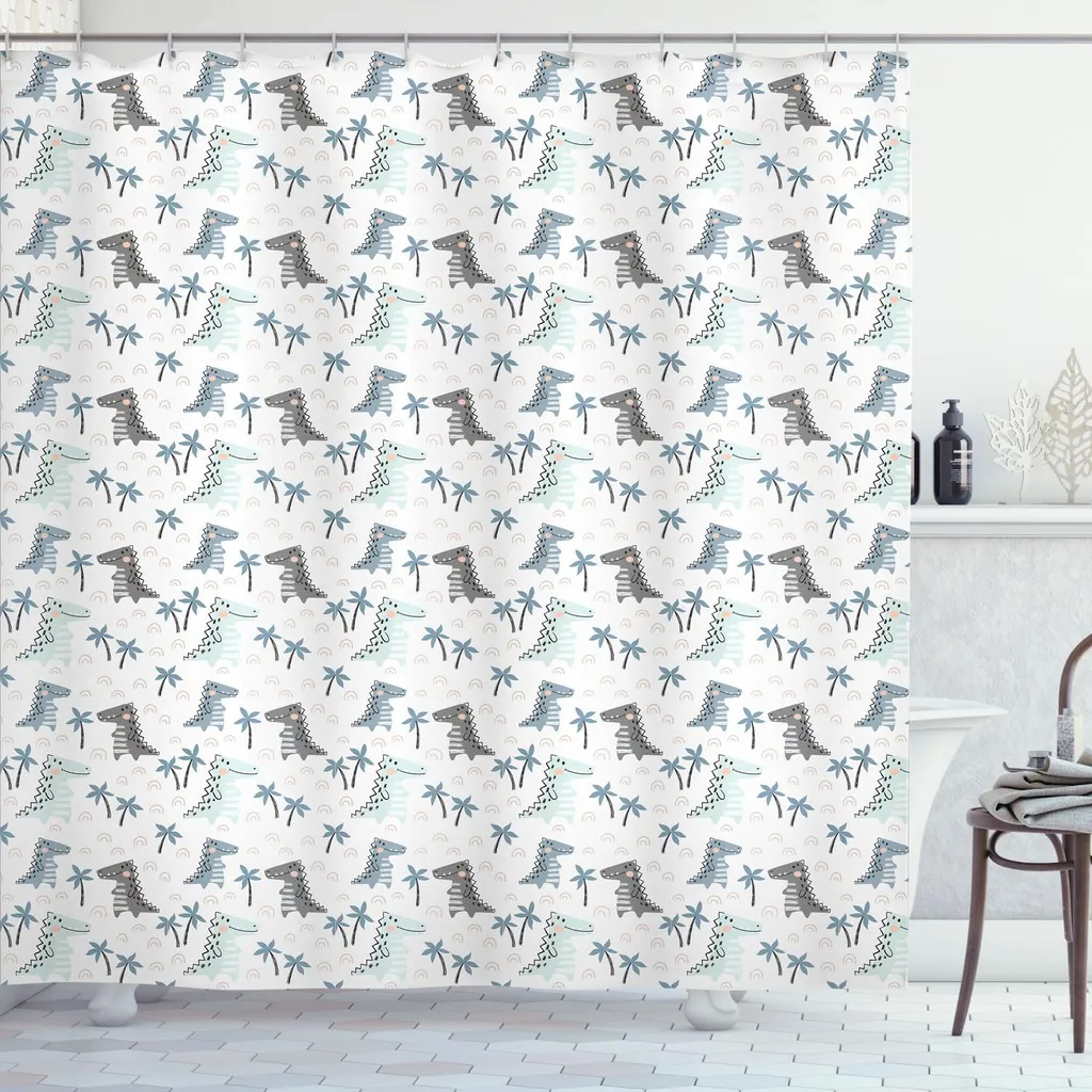 Tenda Doccia Dinosauri E Onde Giapponesi Wegklazax | 182x182cm