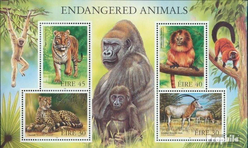 Briefmarken Irland 1998 Mi Block29I (kompl.Ausg.) postfrisch Gefährdete Tiere