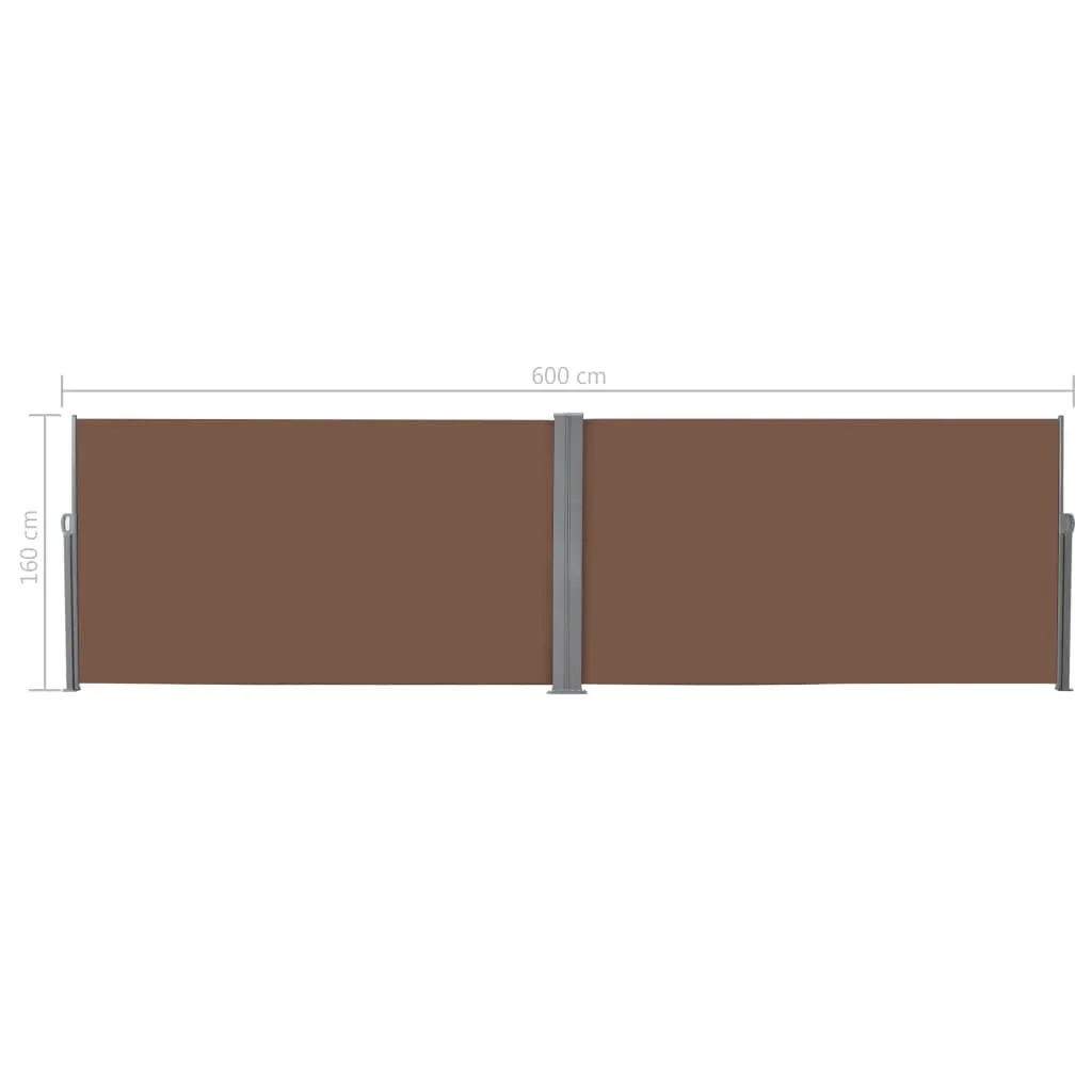 Paravent Latéral Rétractable Double 160x600 cm Marron Extérieur - 8