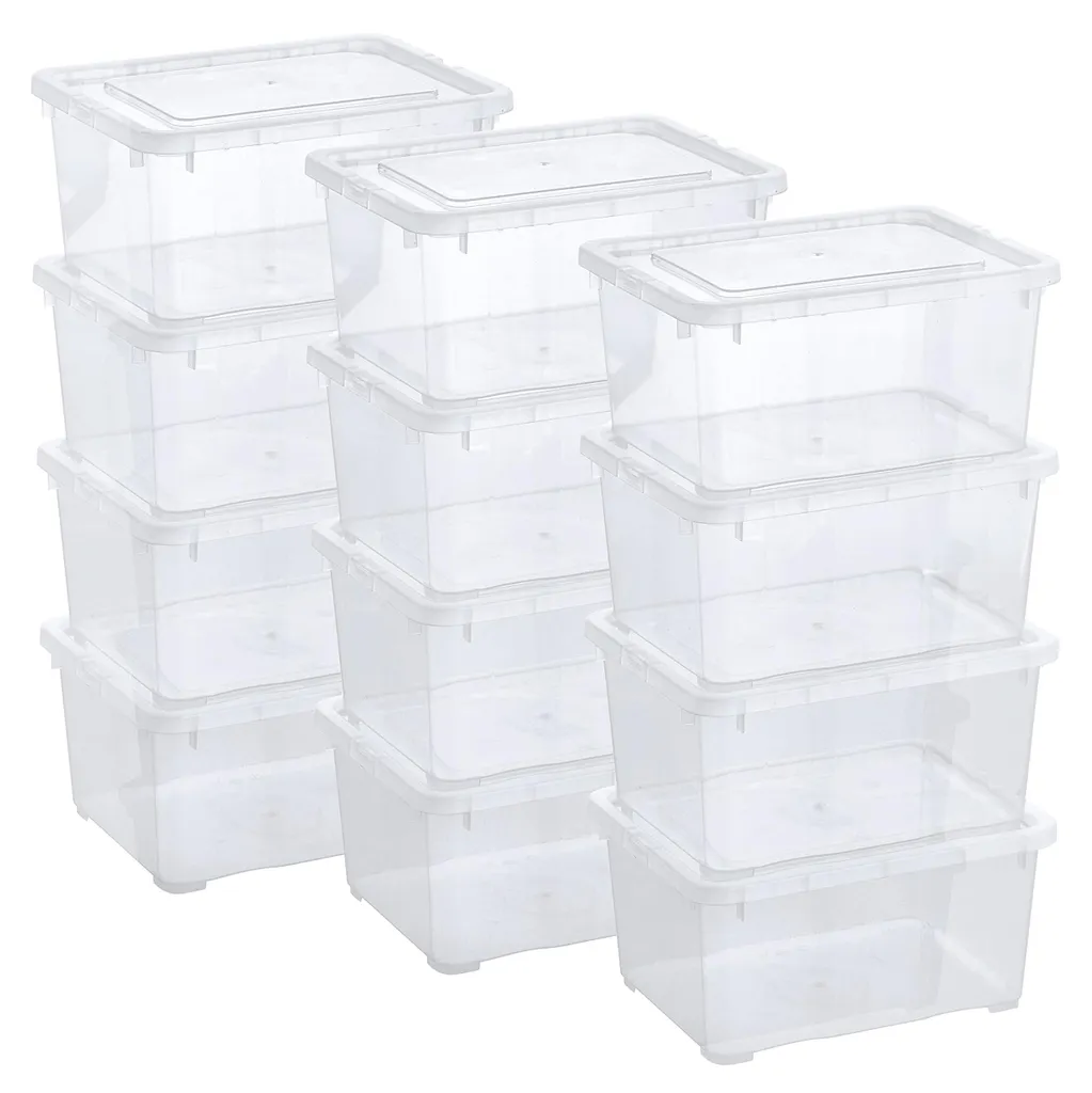 Boîtes de rangement transparentes 1,7L lot de 12 empilables pour trier