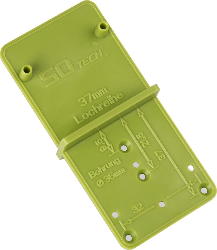 6er Set Bohrschablonen EasyGreen Bohrlehren für Topfbänder mit Topf-Ø 26 und 35 mm, 32er Lochreihen und Exzenter Verbindungsbeschläge