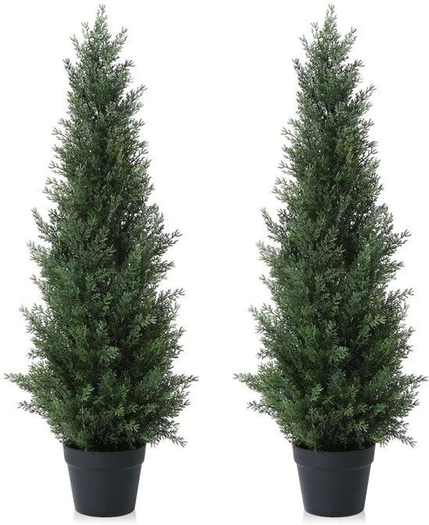 Cèdre Artificiel Réaliste 95 cm, Feuillage Dense et Pot de Design