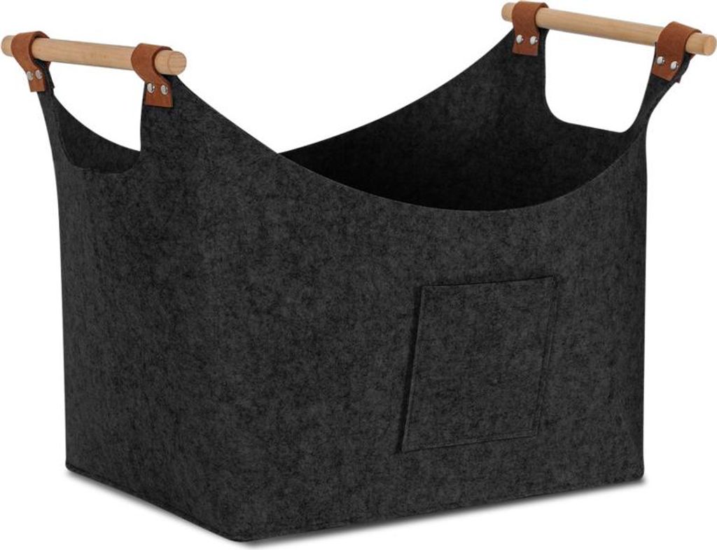 Bettizia Filzkorb mit Holzgriffen, Holzkorb für Kaminholz, Produktbild 