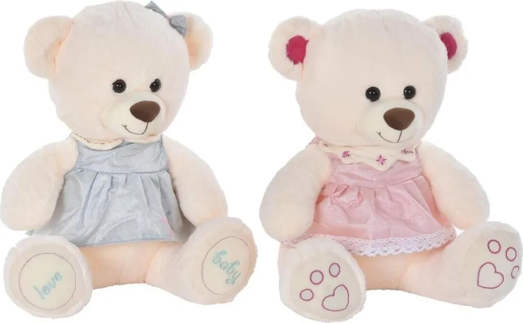 Grand doudou ours en peluche coloris assortis 50cm lot de 2 DKD Home Decor