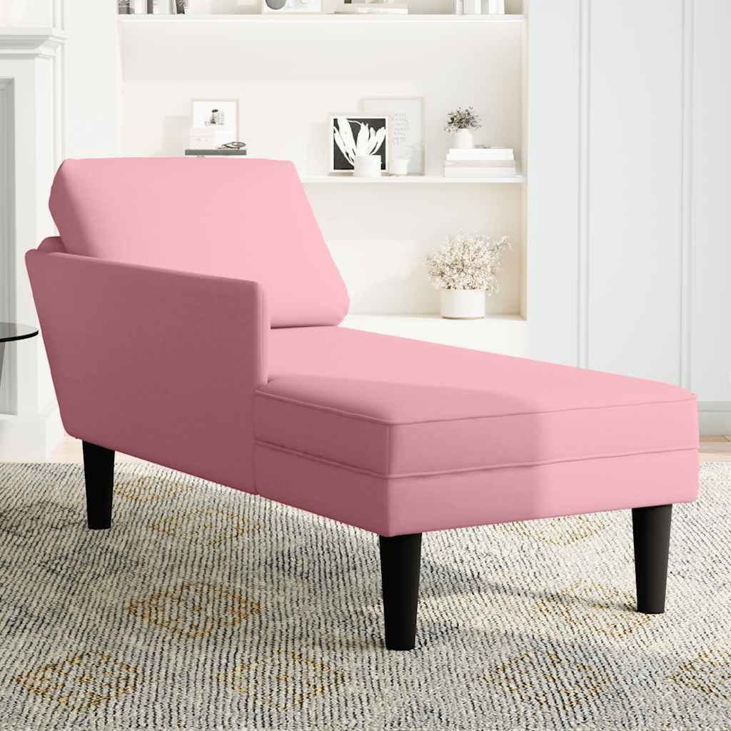 " "Chaiselongue Modernes Design - Liegesofa für Wohnzimmer - mit Kissen und Rechter Armlehne Rosa Samt - 132x56x70 cm NeuMöbel 2449368