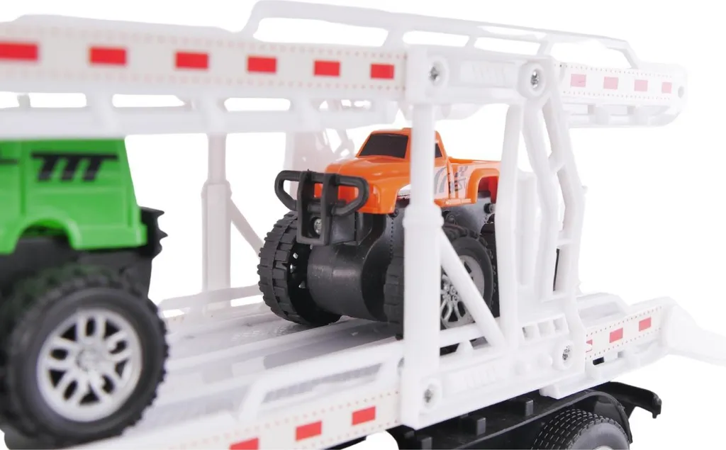 Camion télécommandé multifonction avec 3 véhicules de course de 30 cm