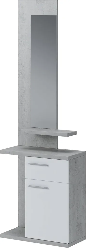 Candiolo Meuble d'Entrée 61x28x186 cm Gris Ciment avec Miroir Intégré