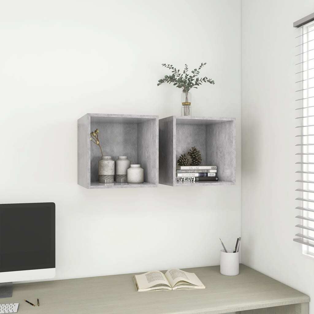 Maison Exclusive - Wandschränke 2 Stk. Betongrau 37x37x37 cm Holzwerkstoff