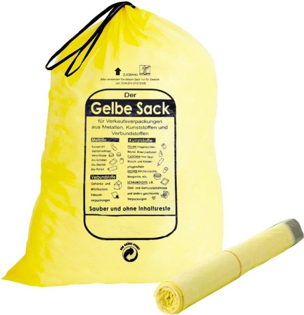 ARLI Set: 13x Der Gelbe Sack 90L mit Zugband HDPE Müllbeutel gelbe Müllsäcke