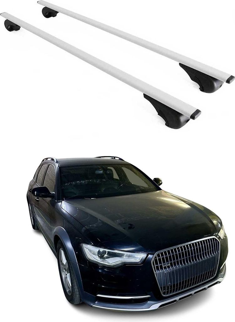 Dachträger Querträger für Audi A6 C7 Allroad 2012-2018 Metall Silber 2x