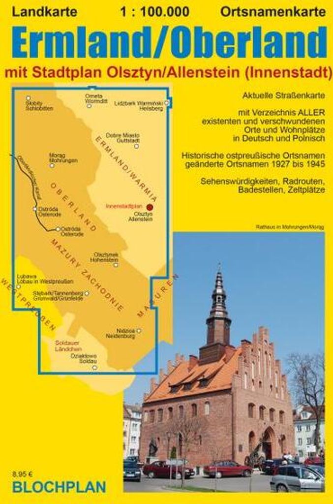 Landkarte Ermland/Oberland: mit Stadtplan Olsztyn/Allenstein (Ostpreußen-Landkarten)