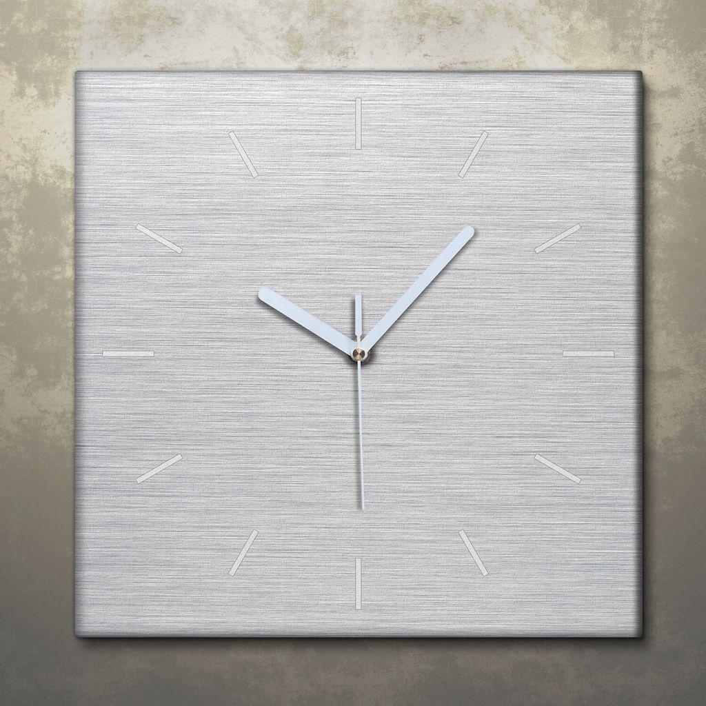 Wohnzimmer Leinwand Uhr Geräuschlos Küche 30x30 Metall, Stahl, Motive, Texture, weiße Zeiger