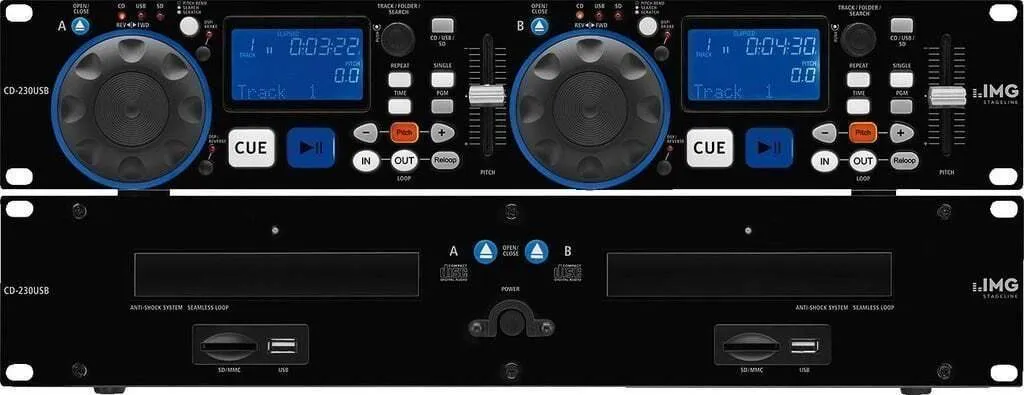 IMG Stage Line CD-230USB Lecteur DJ Double Rackable avec Ports USB Pro