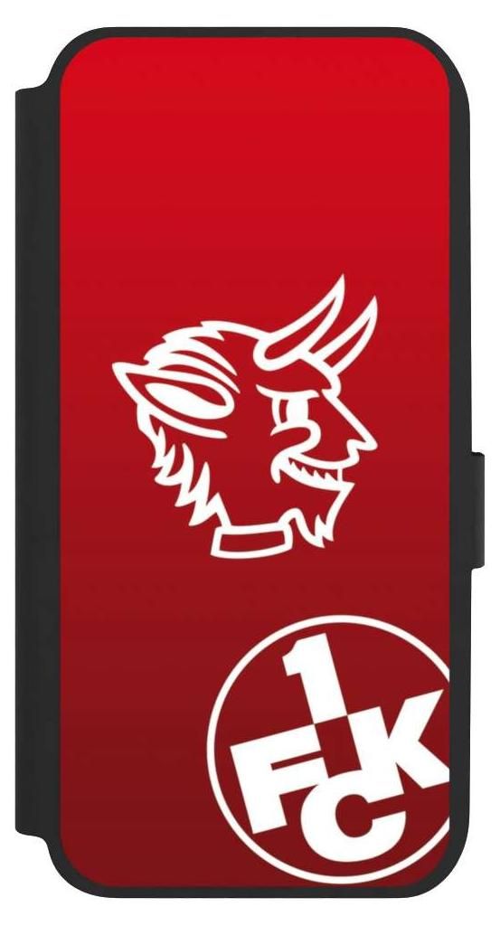 NIVOCASE Klapphülle für Samsung Galaxy A14 5G Handyhülle aus Kunst Leder NIVOflip schwarz 1. FC Kaiserslautern Offizielles Lizenzprodukt Teufel