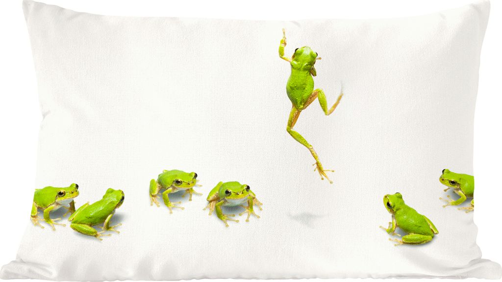 MuchoWow Zierkissen Sofakissen Wohnzimmer Dekokissen 50x30 cm Frosch - Tiere - Grün - Wohnzimmerdekoration - Polster mit Photo