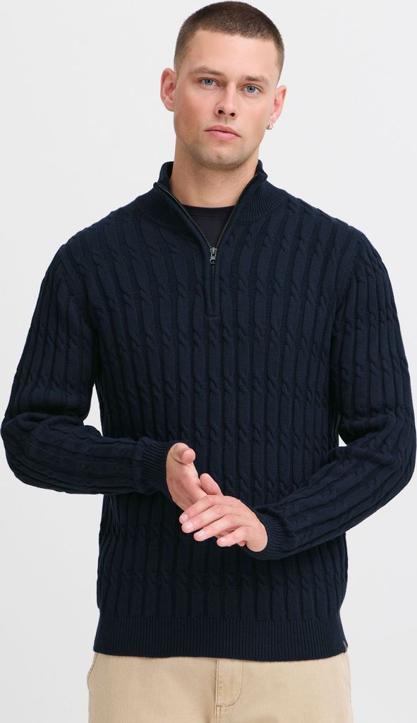 INDICODE IDPaulo Herren Strickpullover Troyer Grobstrick Pullover mit Troyerkragen 100% Baumwolle Regular fit