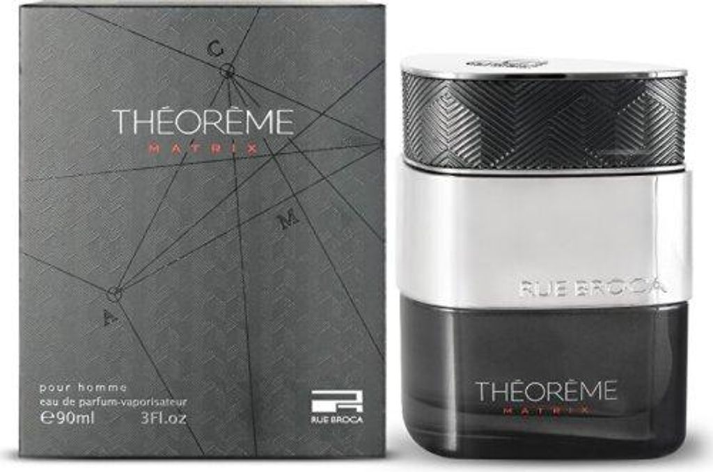 A perfume box and bottle are displayed side-by-side against a light gray background.