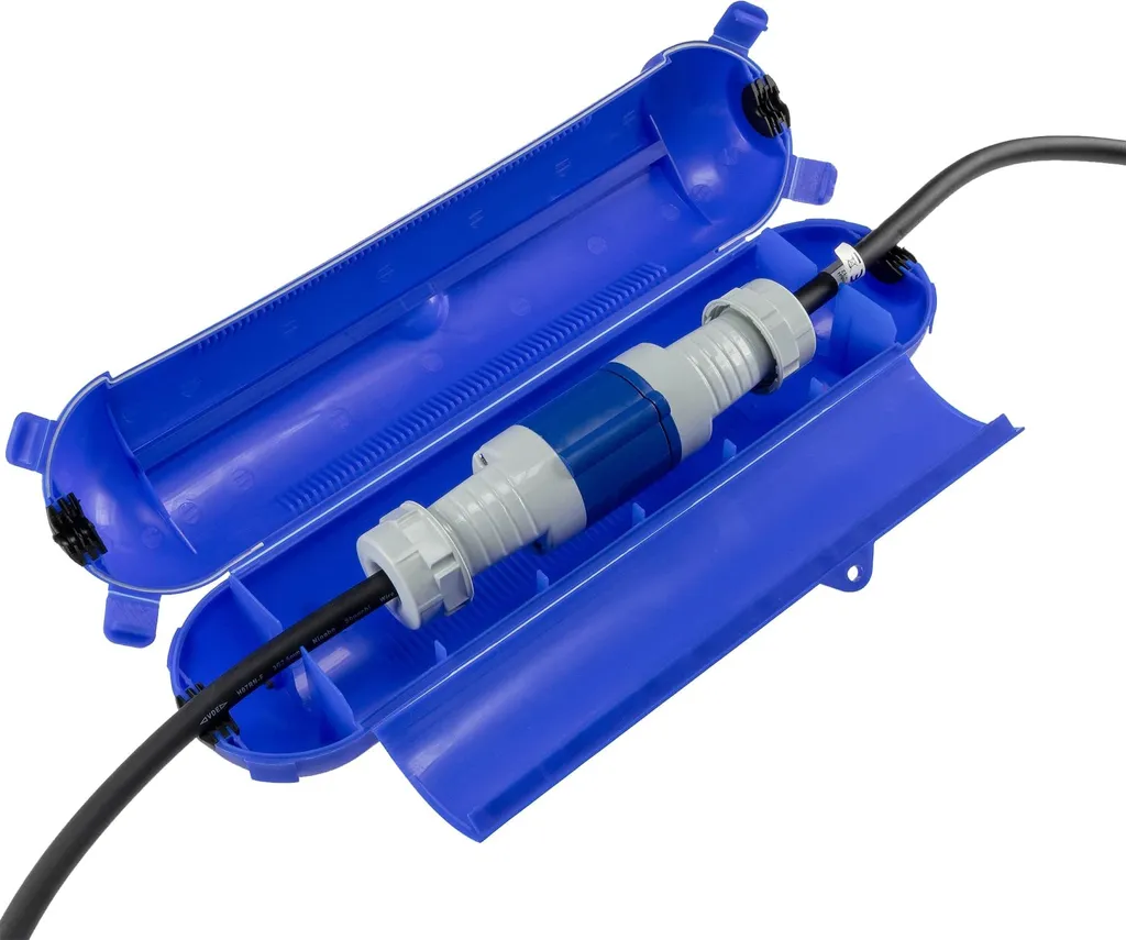 Scatola di protezione cavi per uso esterno IP44 XL LxØ 365x90mm, blu