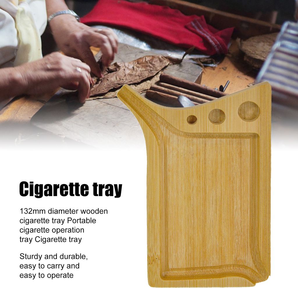 Rolling Tablett mit Kegelrollenhalter leicht zu tragen burrfreie gerillte glatte Kanten Raucherzubehör Holzfarbe-Trichter Design Zigarettenrollsch...