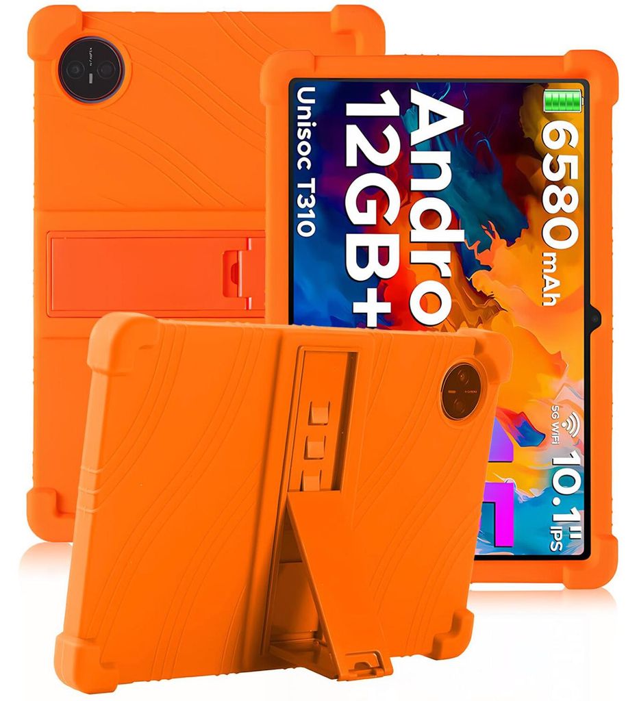 Tablet Hülle für Doogee Tab A9+ / Tab A9 Pro+ 11,0", Stoßfeste Weiches Silikon Schutzhülle mit Standfunktion Orange