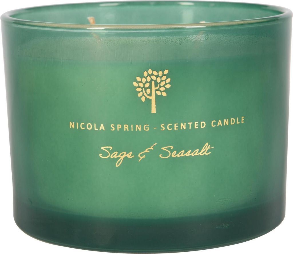 Nicola Spring Soja Wachs duftende Kerze - Glas Aromatherapie Geschenk fÃ1/4r sie - 38 Stunden Burn Time - 350g - Sage & Seasalt