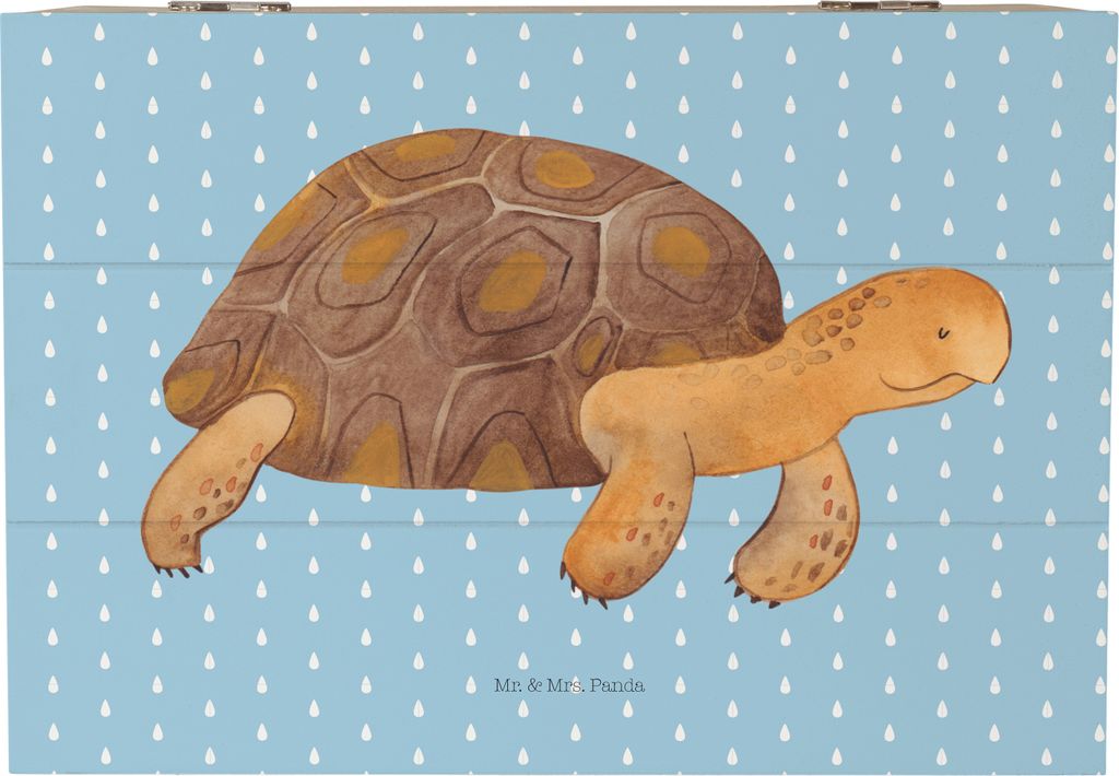 Mr. & Mrs. Panda Kiste Schildkröte Marschieren 22 x 15 cm - Blau Pastell - Geschenk, Meer, Lieblingsmensch, Erinnerungsbox, Schildkröten, Inspira...