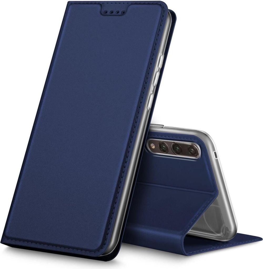 Conie Ultra Slim Klapp Tasche für Huawei P20 Pro Kartenfach Hülle Rundumschutz in Blau
