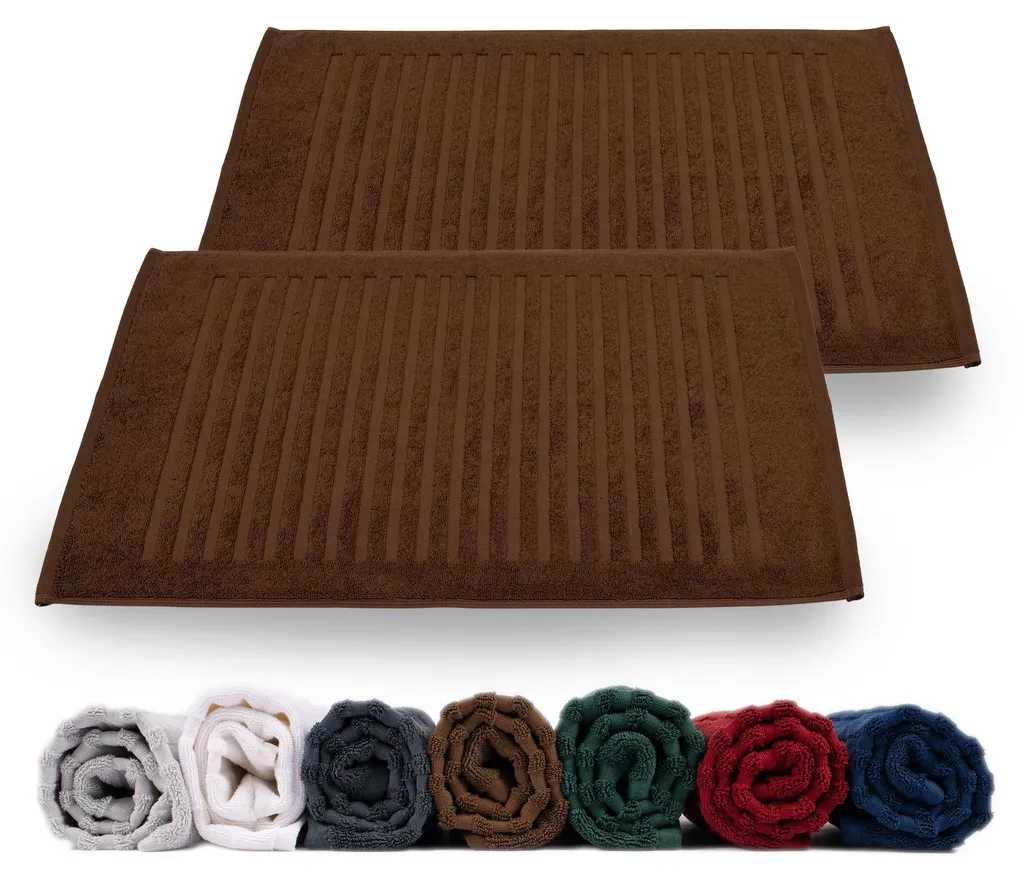 Tapis de Sortie de Bain Absorbant en Coton Épais - Marron Chocolat 50x70
