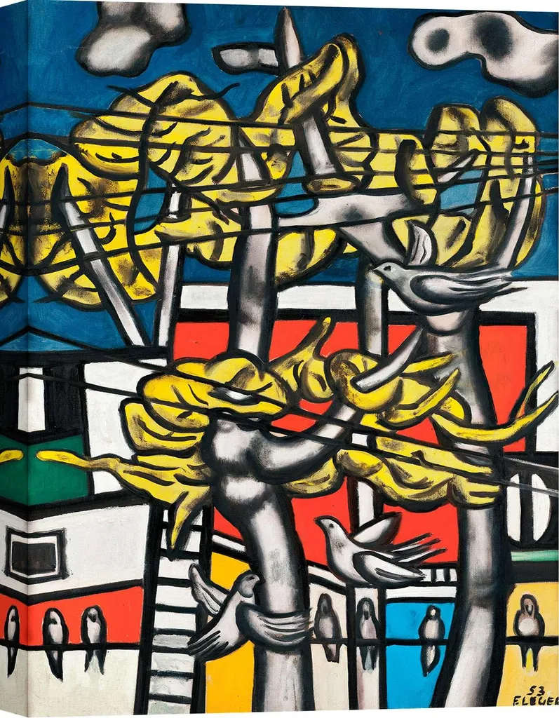 Tableau Oiseaux dans les arbres de Fernand Léger - Déco Murale 100x70 cm