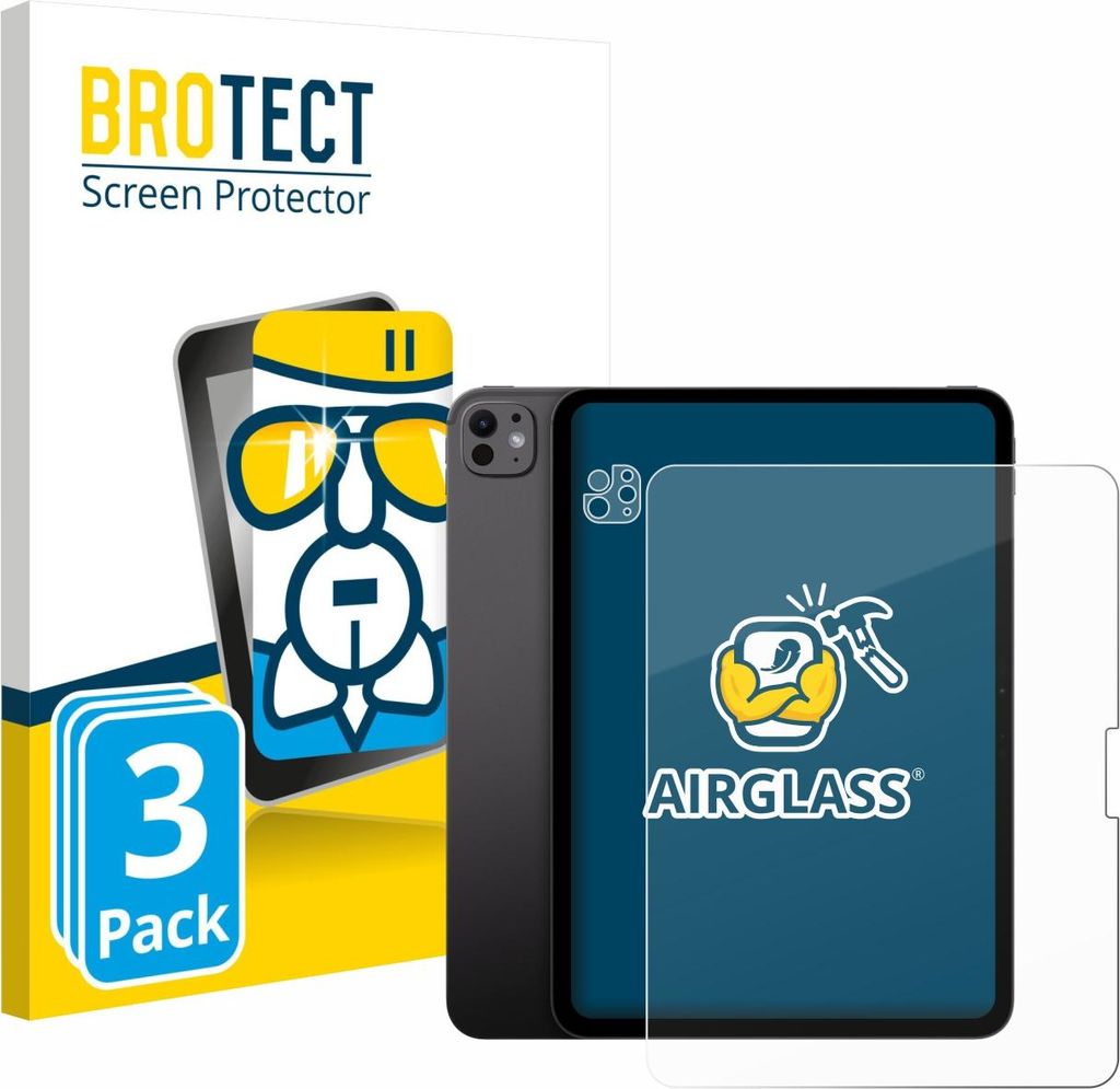 3x BROTECT Schutzglas für Apple iPad Pro 13" 2024 (Display+Kamera) Schutzfolie Panzer Folie Glas Display Schutz klar