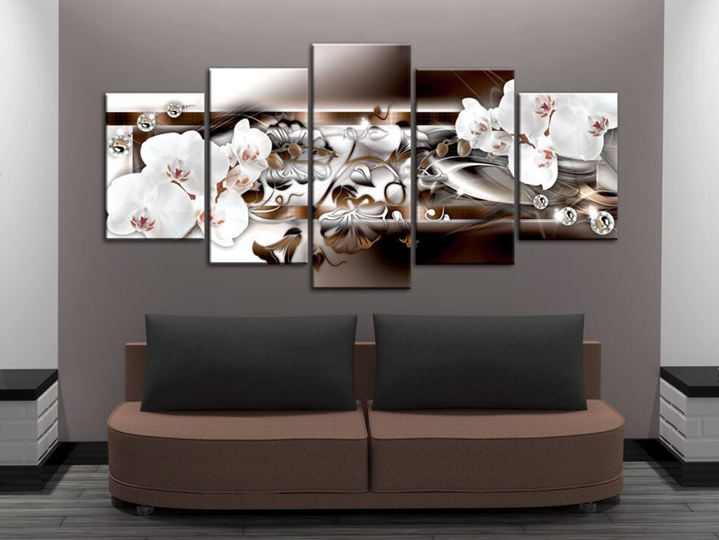 Akustikbild Blumen 200x100 cm Bilder Akustikschaum Hochleistungsschallabsorber Schallschutz Leinwand 5 tlg Wandbild Raumakustik Schalldämmung b-A-...