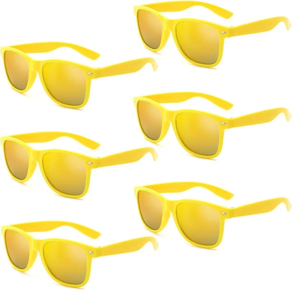 6x Occhiali da Sole Giallo Neon Vintage Unisex | Urban Style Party