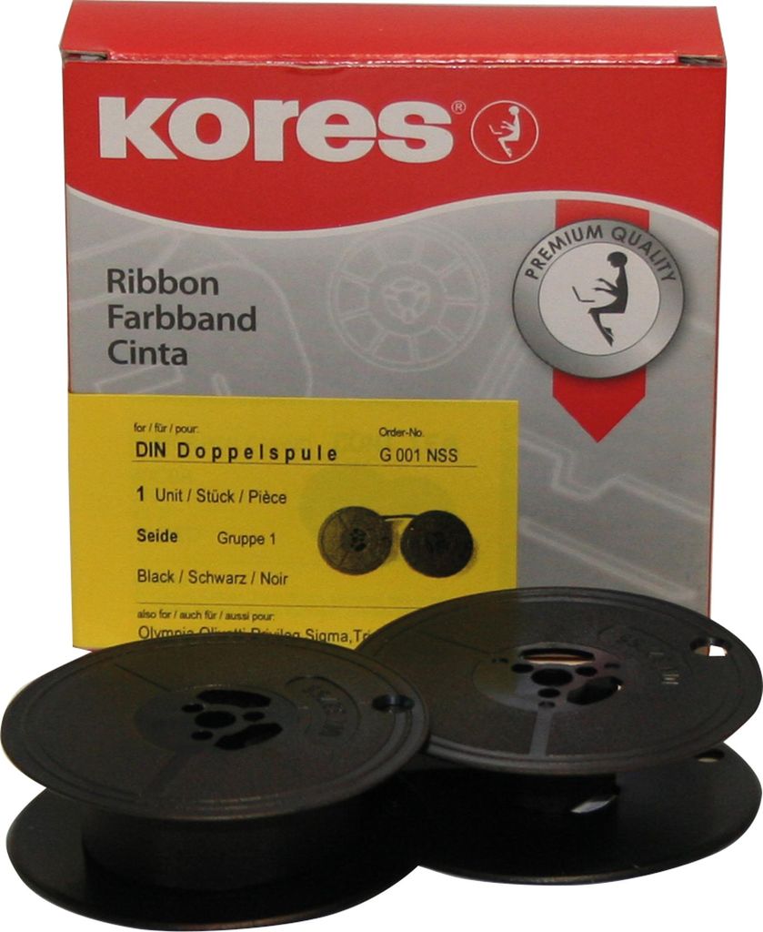 Kores Farbband, Gruppe 1, DIN DS, Seide, schwarz Immagine del prodotto 