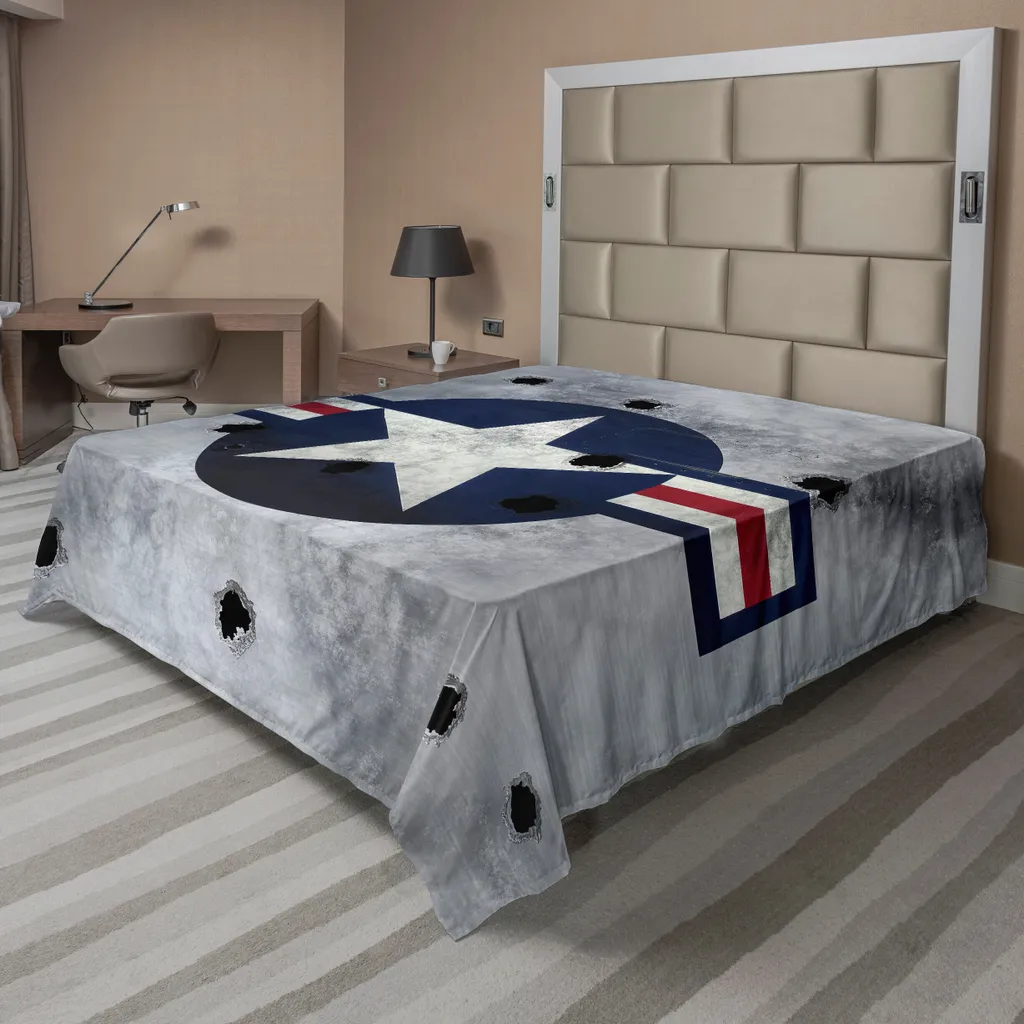 Drap supérieur Doux Confortable Imprimé Étoile US Army Bleu Gris 260cm