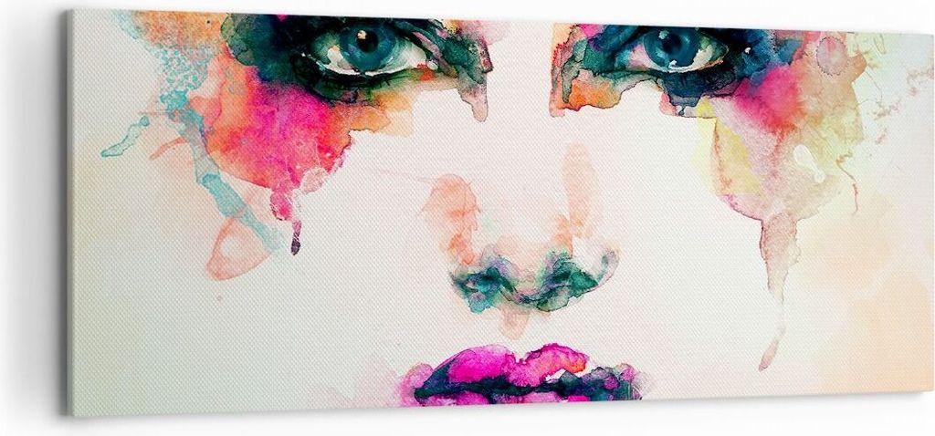 Bild auf Leinwand - Leinwandbild - Frau Gesicht Kosmetik - 120x50cm - Wand Bild - Wanddeko - Leinwanddruck - Bilder - Kunstdruck - Wanddekoration -...