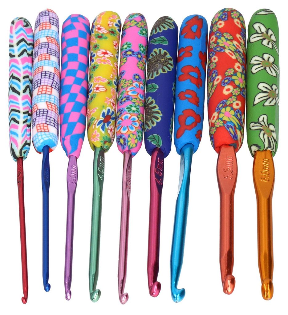 9Pcs Crochet Hook Set with Ergonomic Handles Needles DIY Craft Accessories for Women