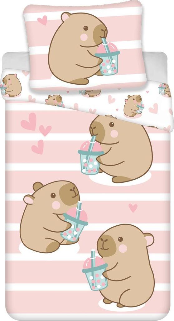 Copripiumino Capybara 140 x 200 cm - 70 x 90 cm - cotone - Immagine del prodotto 