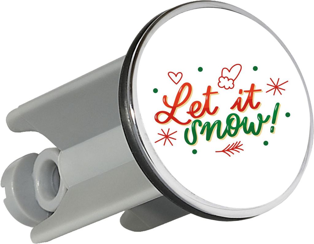 Huuraa Waschbeckenstöpsel Let it Snow Schriftzug 4cm höhenverstellbar Abflussstopfen Geschenkidee