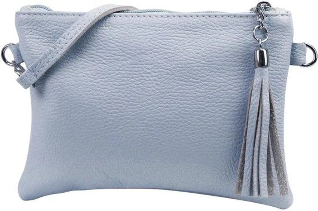 Petit sac en cuir véritable bleu clair - Finition Anny G248 de 22 cm