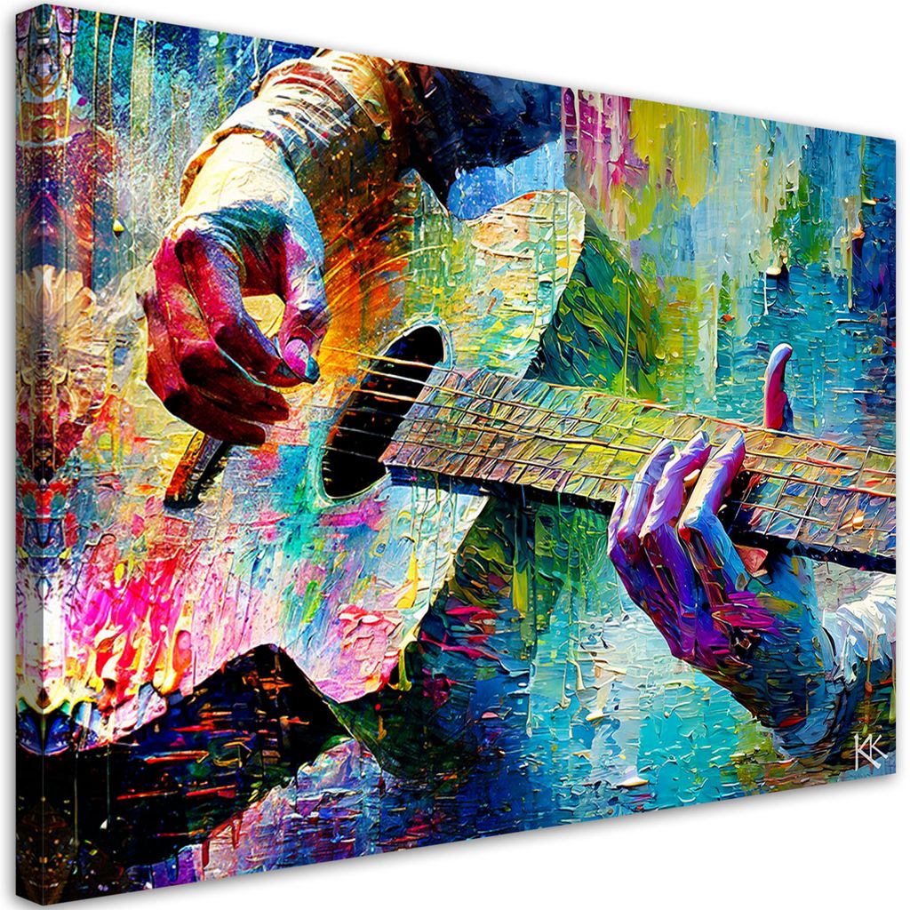 Leinwandbild Gitarre Musik Bunte 60x40 Feeby Bunt bild für die wand bereit zum aufhängen