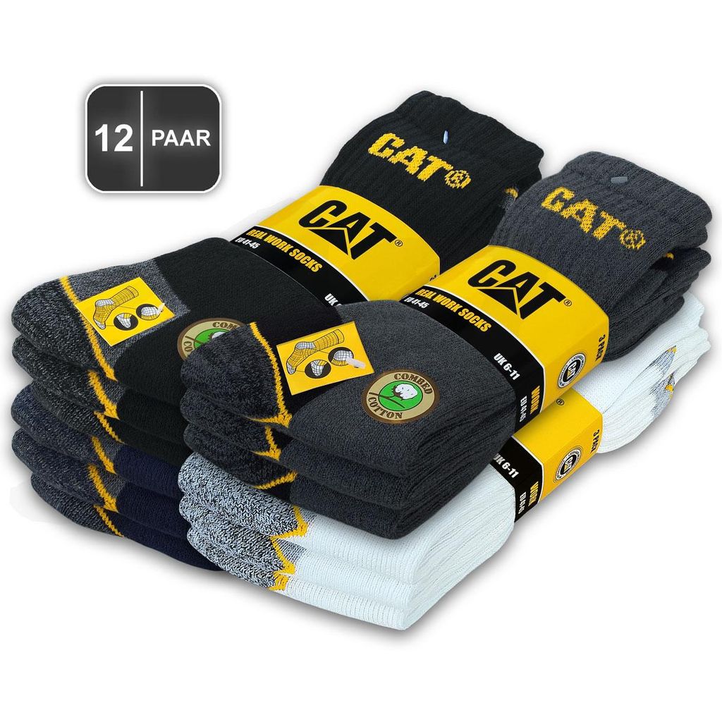 12 Paar CAT® CATERPILLAR REAL WORK SOCKS Damen Herren Produktbild 