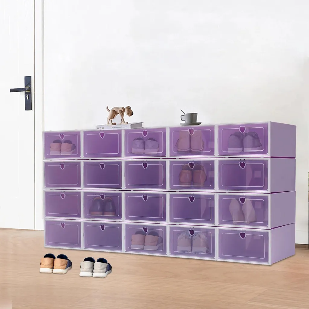 Organiser ses chaussures facilement avec ce pack de 20 boîtes violettes - 4
