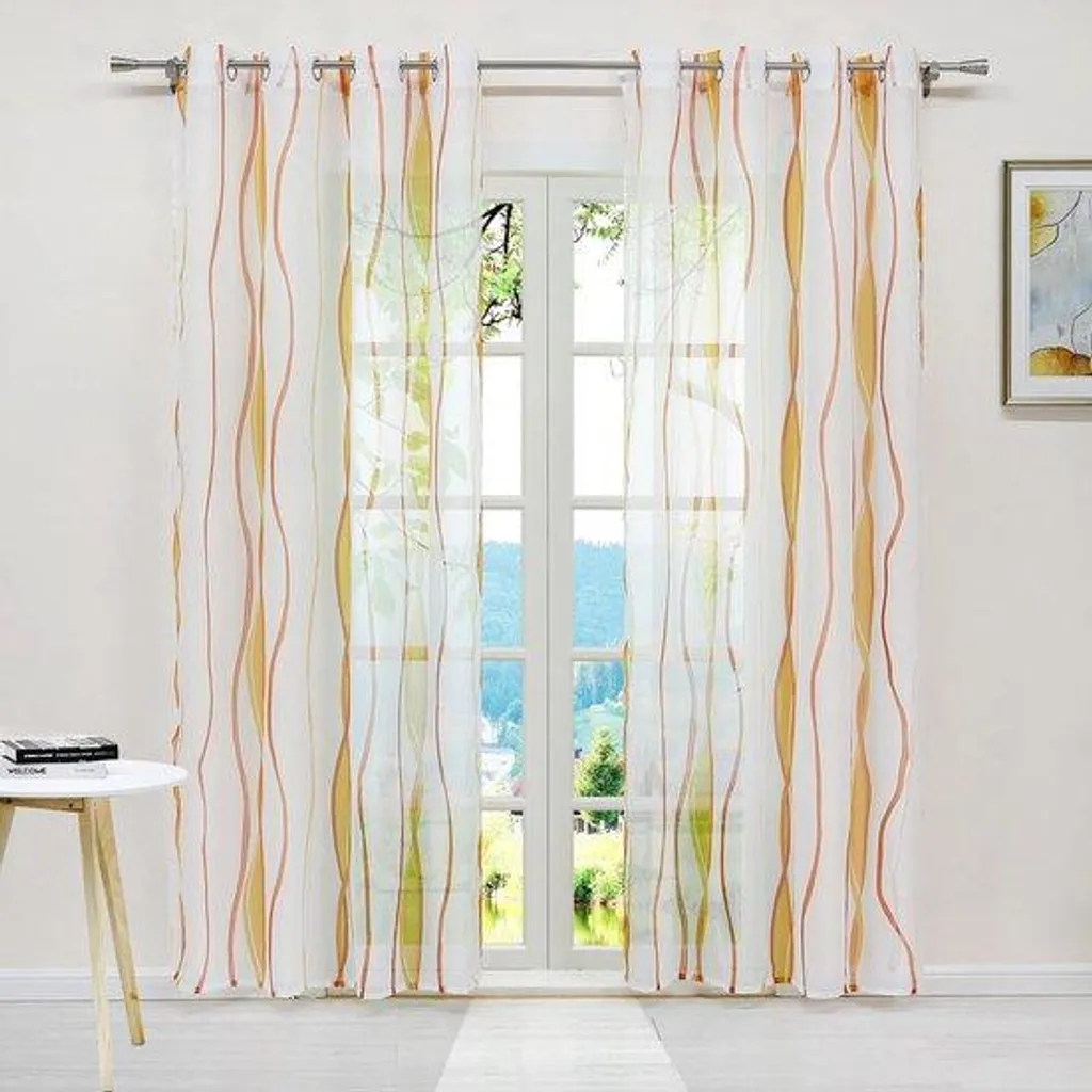 Voile transparent ondulé pour salon - Protection intimité et lumière