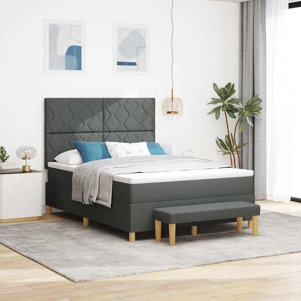 Möbel Boxspringbett mit Matratze Dunkelgrau 160 x 200 cm Stoff - Klassische Betten 3344388