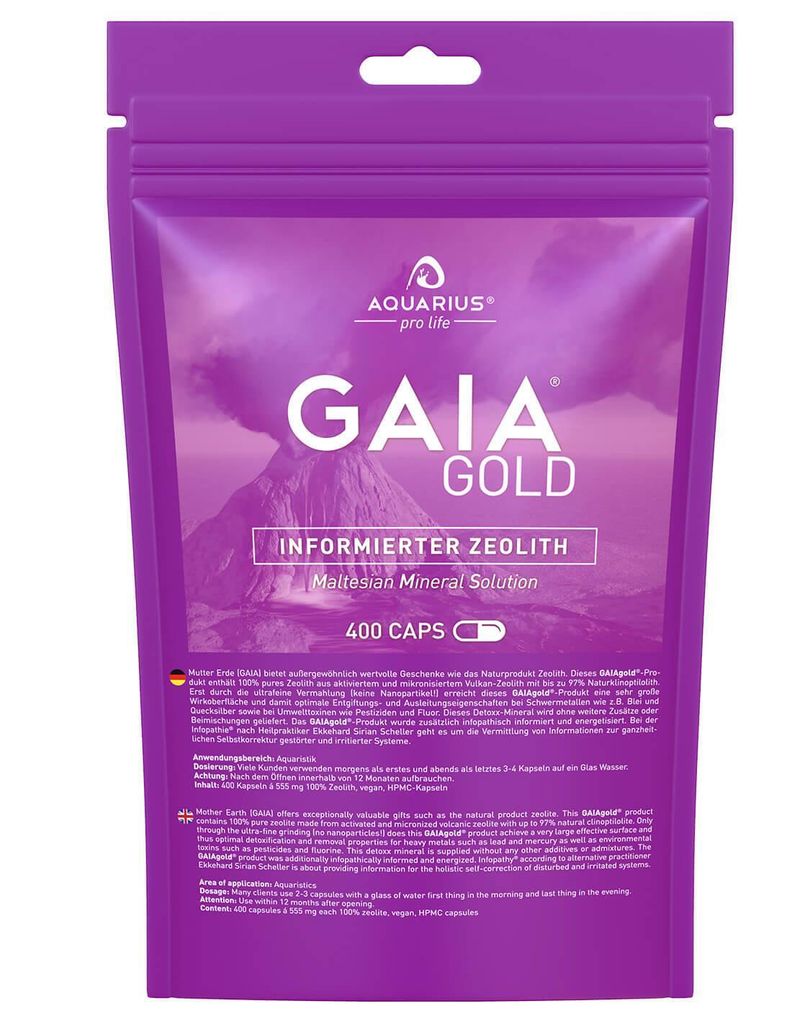 AQUARIUS pro life - GAIAgold CAPS - 400 vegane Zeolith Pulver Kapseln I informiert & energetisiert nach HP E.S. Scheller - optimaler Detox