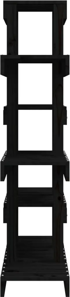 Scaffale Porta Piante Moderno Nero 110cm - Legno di Pino Massiccio - 6