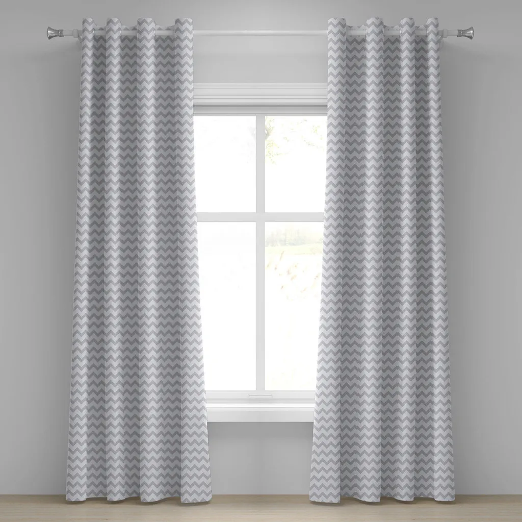 Rideau anti-regards gris motif zigzag pour chambre et salon 280cm