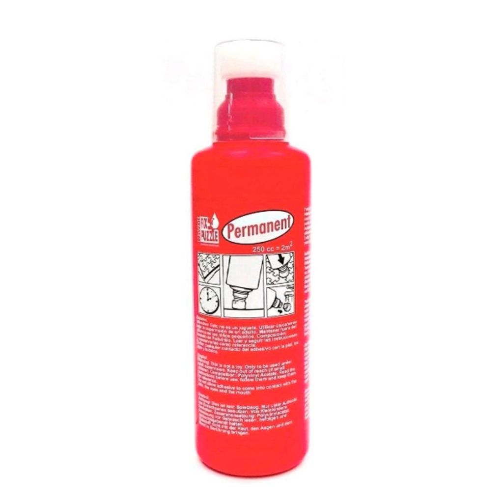 A red bottle of Educa Puzzle Kleber, transparent, against a white background.