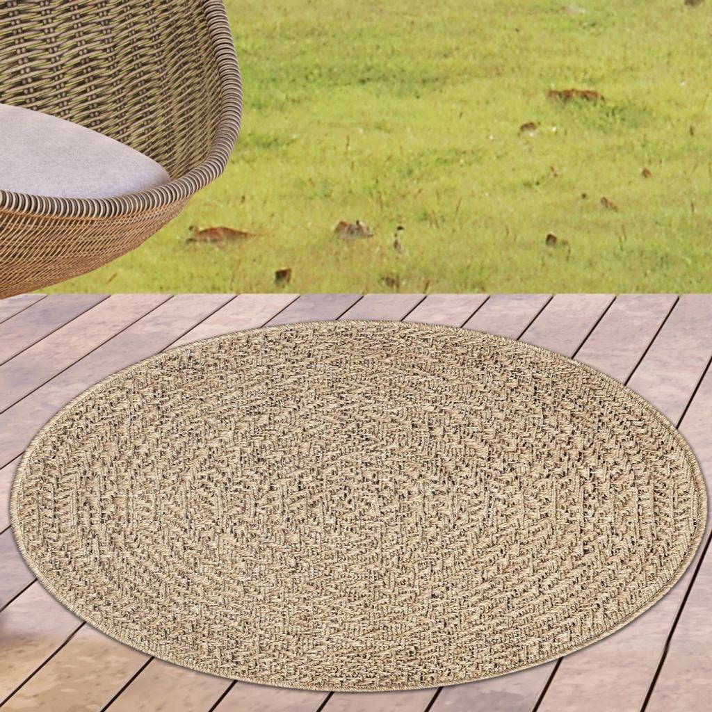 In- und Outdoor Teppich für Küche, Esszimmer oder Terrasse Größe - 80 cm Rund