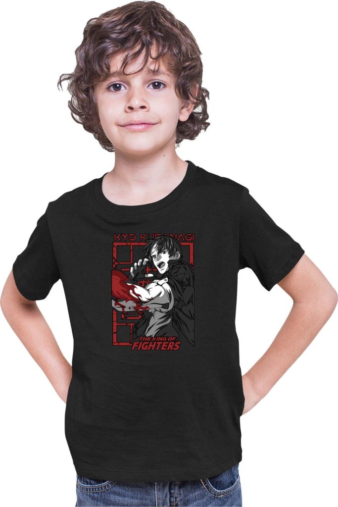 Kinder T-Shirt Japan Anime Manga The King Of Fighters Kyo Kusanagi, 9-11 Jahr - 140 / Schwarz